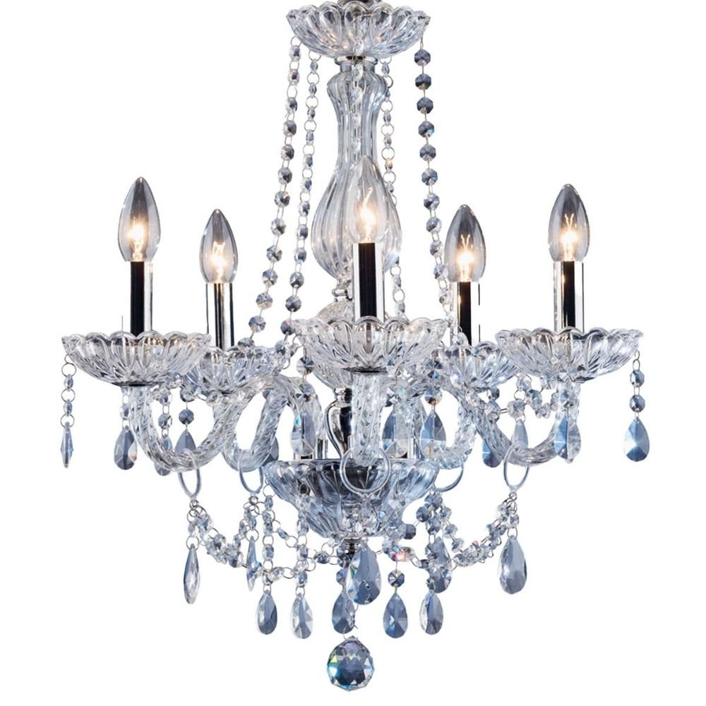 Lustre Clássico 5 Luzes E14 Transparente Bronzearte