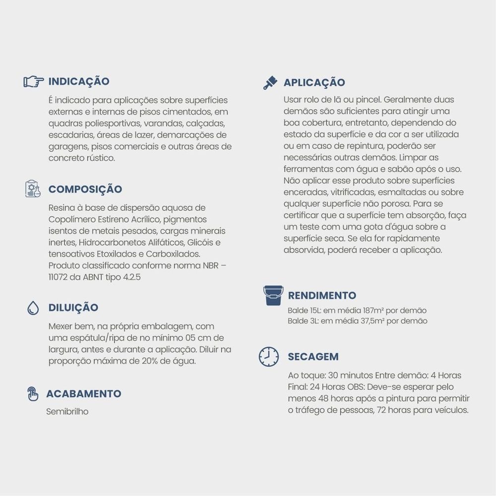 Tinta Acrílica Premium Pisos E Cimentados 15l Megapiso Cinza Hidrotintas