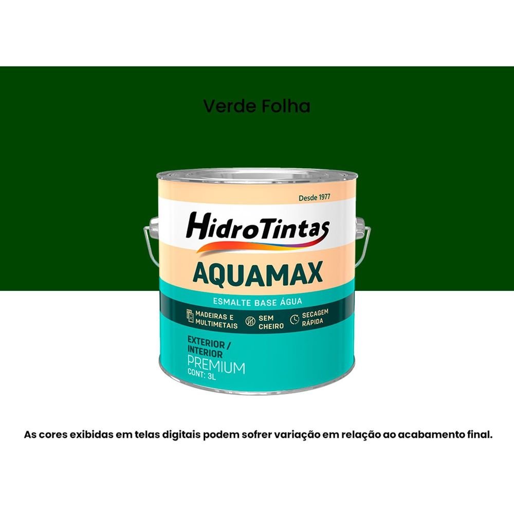 Tinta Esmalte Sintético À Base Dágua 3l Aquamax Verde Folha Hidrotintas