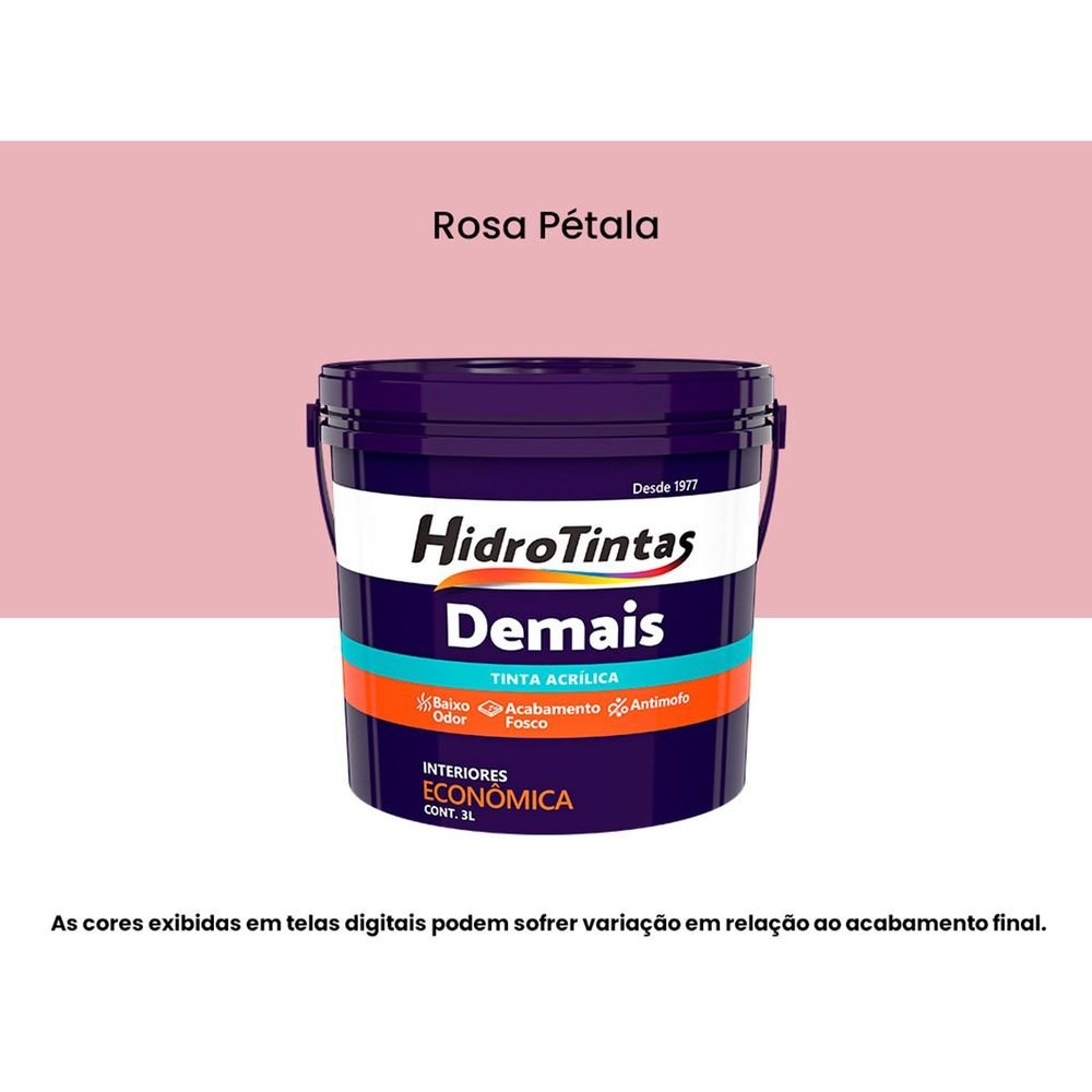 Tinta Acrílica Econômica Fosca 3l Demais Rosa Petâla Hidrotintas