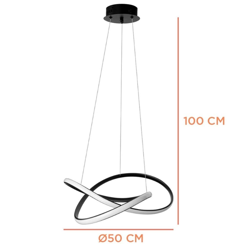 Pendente Led Space Saturno Bivolt 3000k Luz Branco Quente 50w Preto Bronzearte