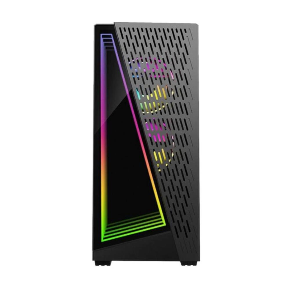 Gabinete Gamer Brx Black Neon, RGB, Mid-Tower, Vidro Temperado, Com 3 Fans, Preto, CA-032BK
