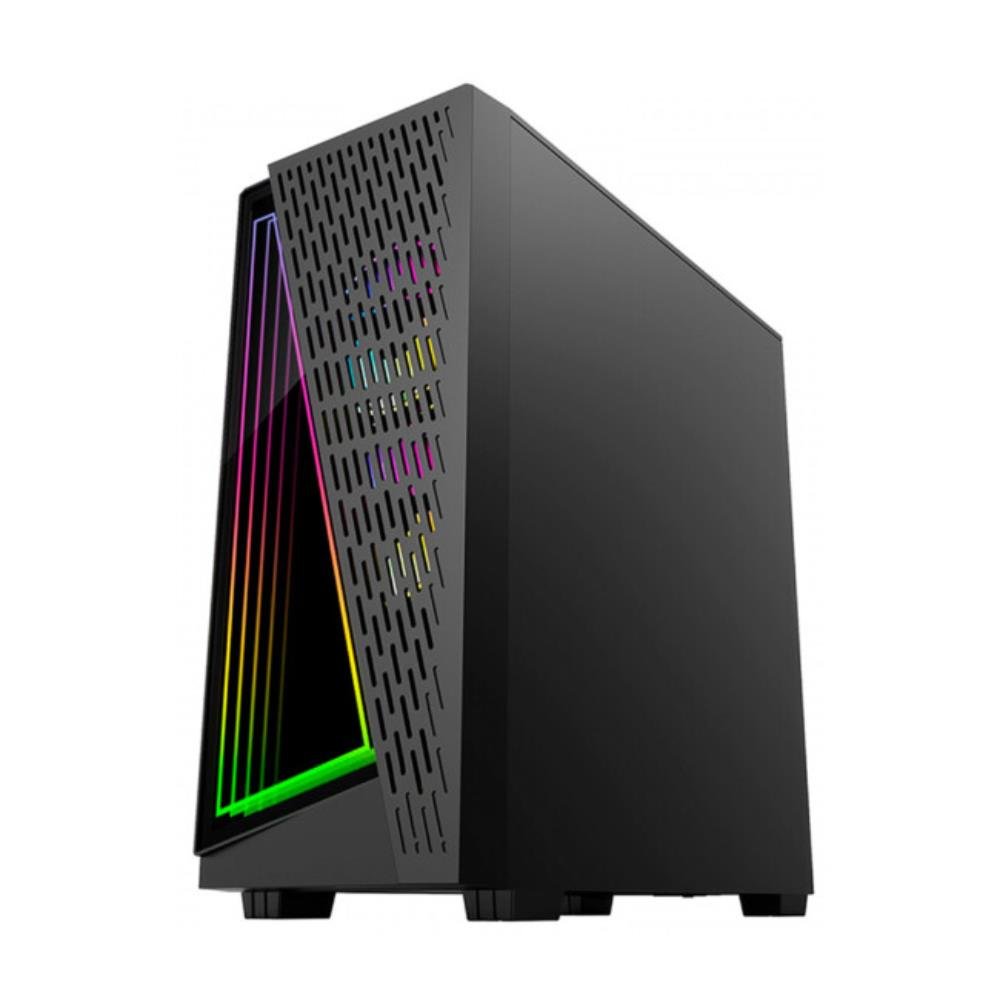 Gabinete Gamer Brx Black Neon, RGB, Mid-Tower, Vidro Temperado, Com 3 Fans, Preto, CA-032BK