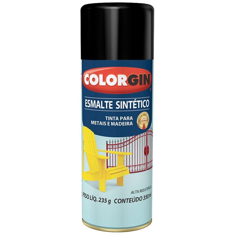 Tinta Spray Esmalte Sintético 350ml 746 Preto Colorgin