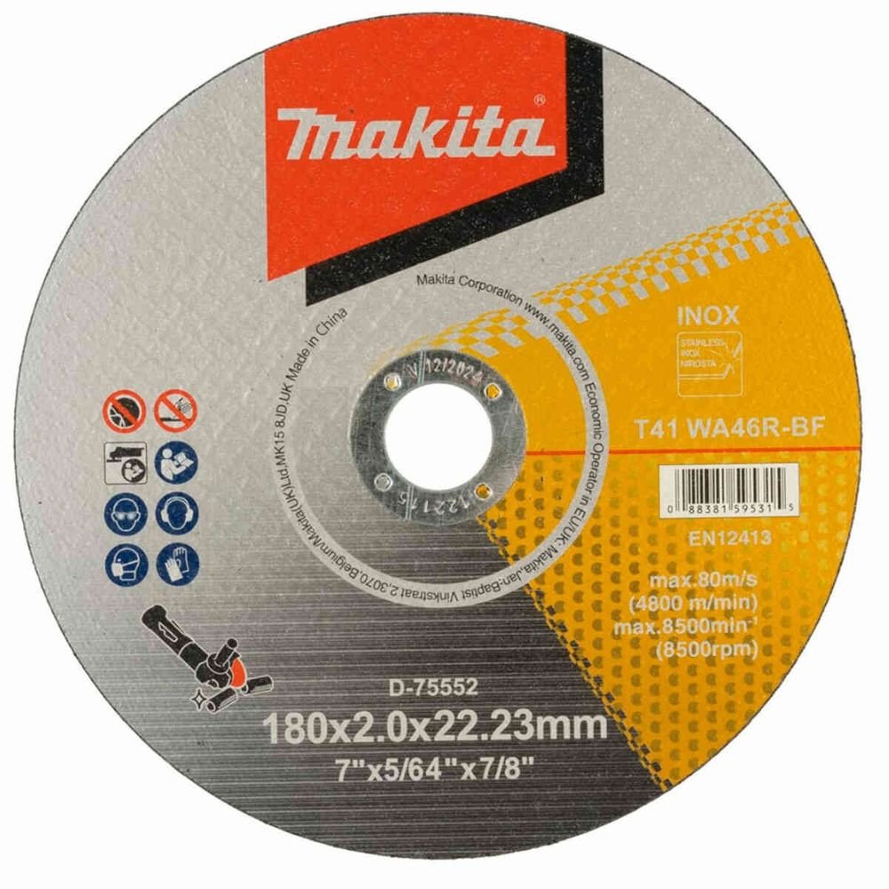 Disco De Corte Fino Para Inox 7" 180x 2.0x22,23mm D-75552 Makita