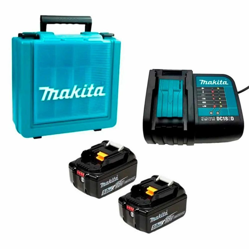 Kit Carregador Dc18sd + 2 Baterias Bl1850b + Maleta Kitmak1850b Makita