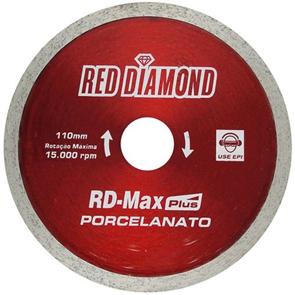 Disco Diamantado Liso Porcelanato 15000 Rpm 110 X 20 Mm Extra 125 Vermelho Red Diamond