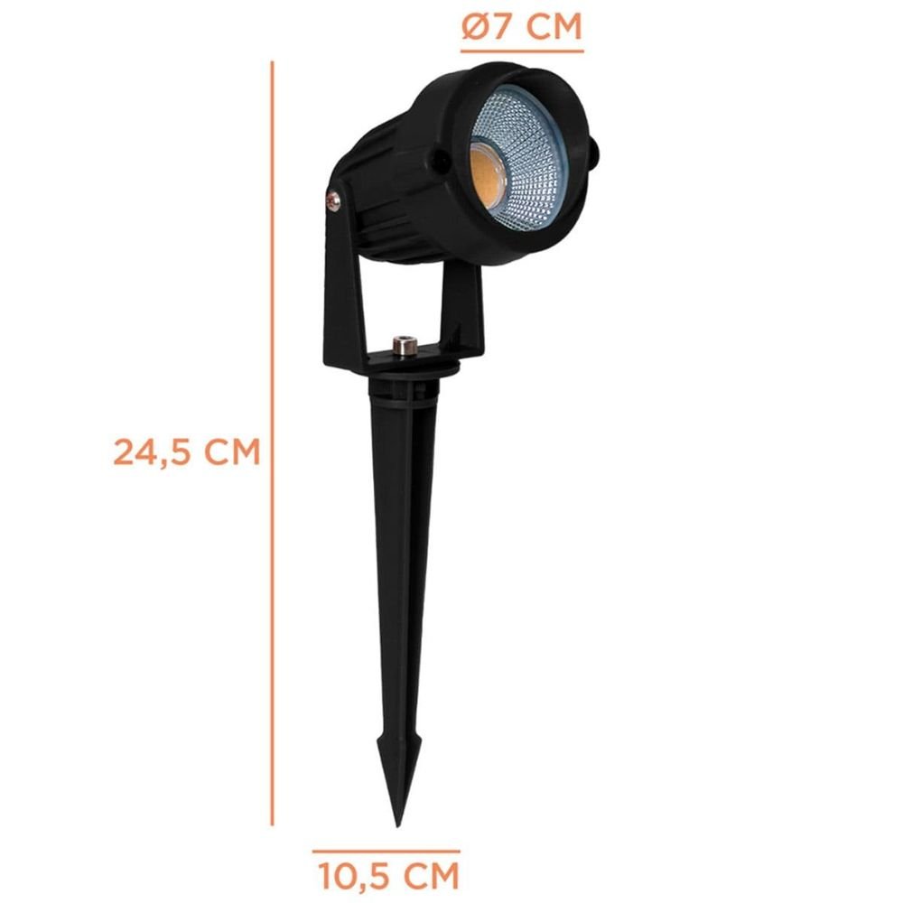 Espeto Led Jardim Bivolt 5w 3000k Luz Branca Quente Ip65 Preto Bronzearte