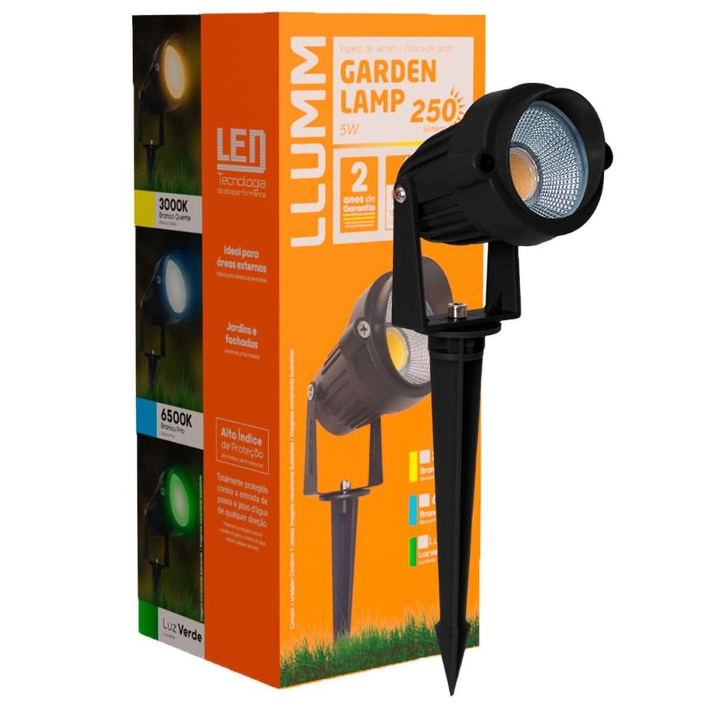 Espeto Led Jardim Bivolt 5w 3000k Luz Branca Quente Ip65 Preto Bronzearte