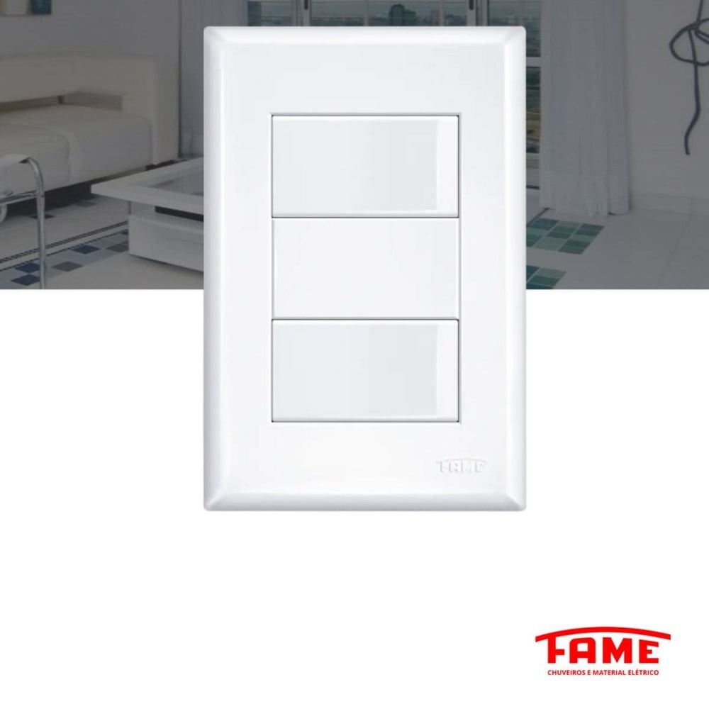 Interruptor Duplo Simples Distanciados Com Placa 16a/250v Evidence 2904 Branco Fame