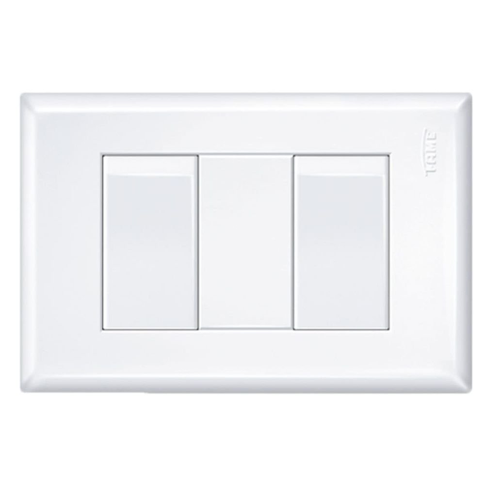 Interruptor Duplo Simples Distanciados Com Placa 16a/250v Evidence 2904 Branco Fame