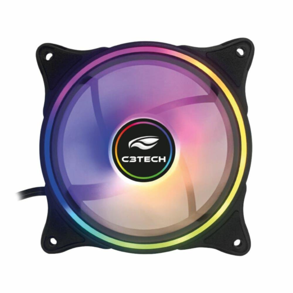 Cooler FAN C3Tech, 120mm, LED RGB, Silencioso, Preto - F7-L250RGB