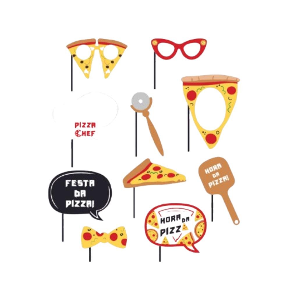 Placas Divertidas Festa Da Pizza - Pacotinho Com 10 Placas