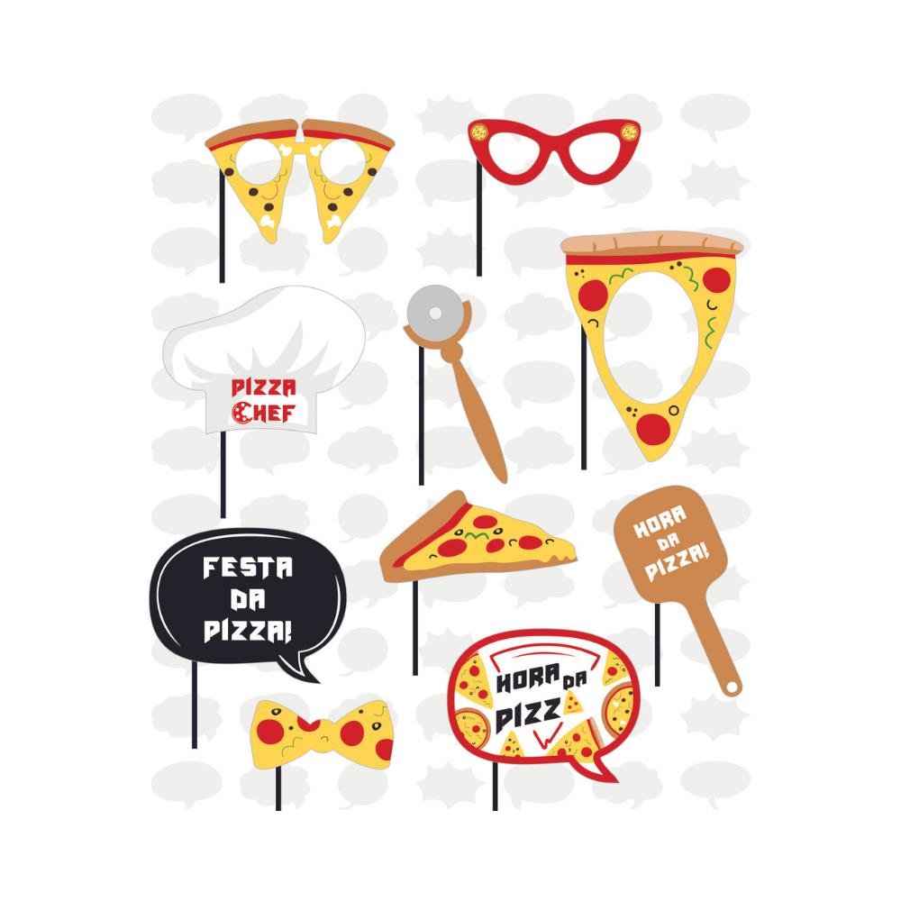 Placas Divertidas Festa Da Pizza - Pacotinho Com 10 Placas