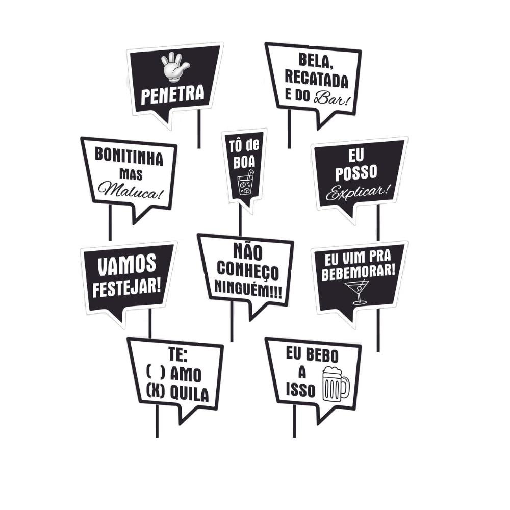 Placas Divertidas Para Festa Modelo 02 - Pacotinho Com 10 Placas