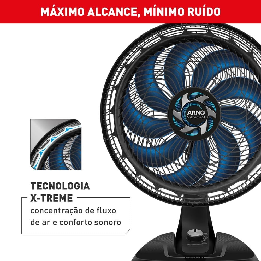 Ventilador de Mesa Arno 40cm X-Treme 9 Preto VE90 ¿ 127 Volts