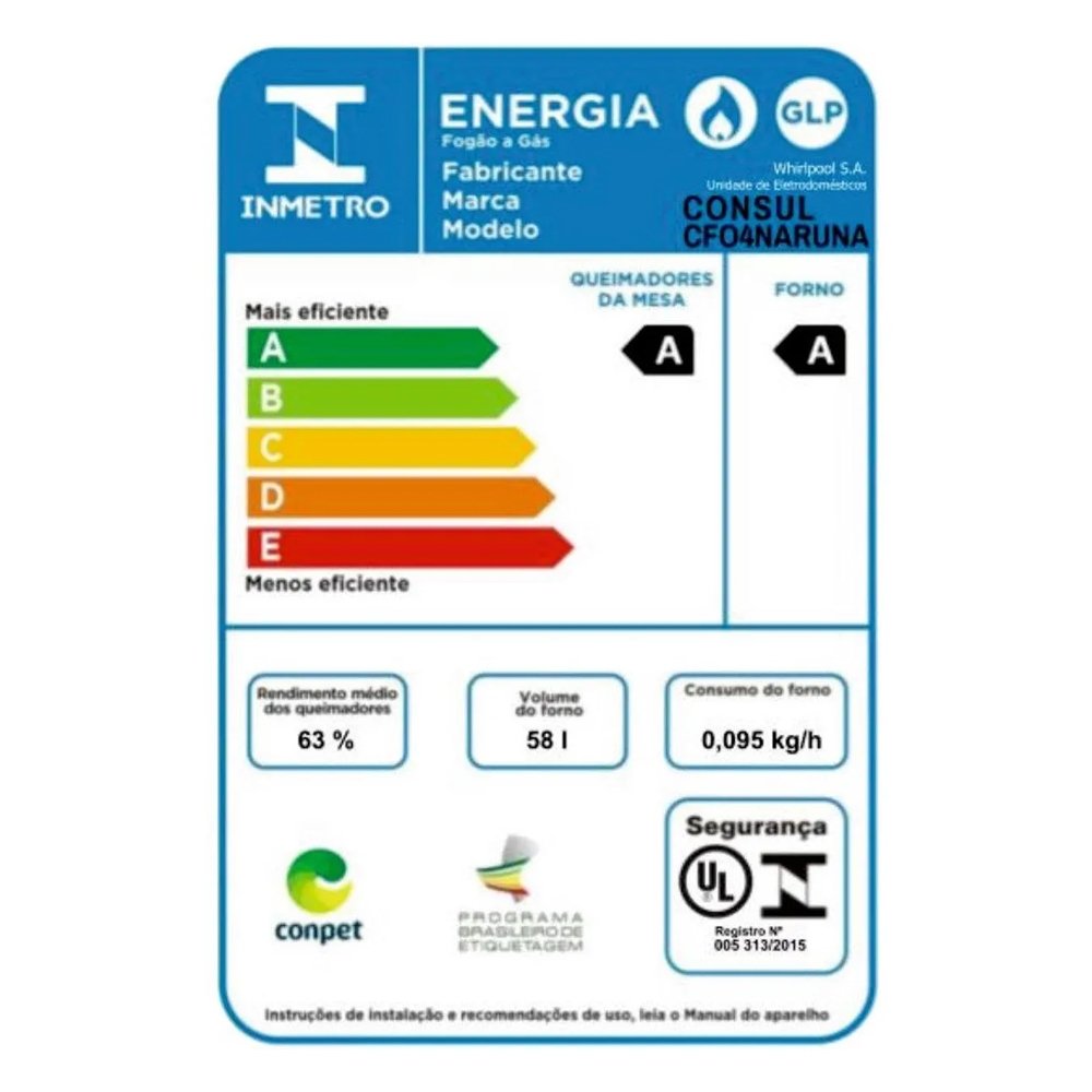 Fogão de Piso Consul 4 Bocas CFO4NARUNA, Inox, Bivolt