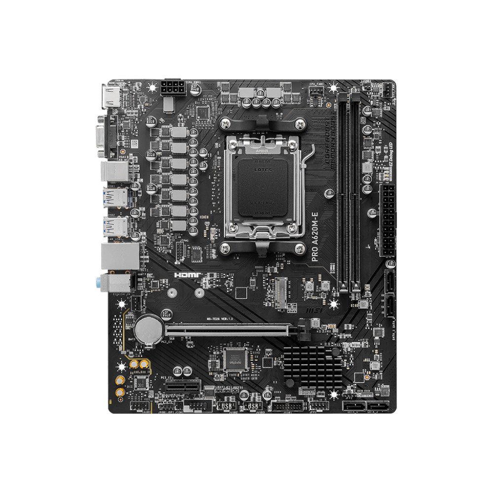 Placa Mãe Am5 Msi Pro A620m-E Ddr5, Suporta Processadores Amd Ryzen 9000/8000/7000, Pcie 4.0, Lightning Gen 4 X4 M.2