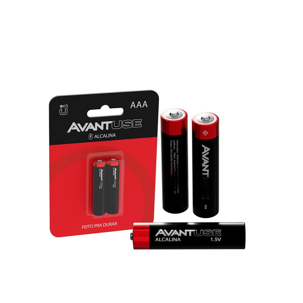 Pilha Avant Use Alcalina Palito AAA - Embalagem com 2 Unidades