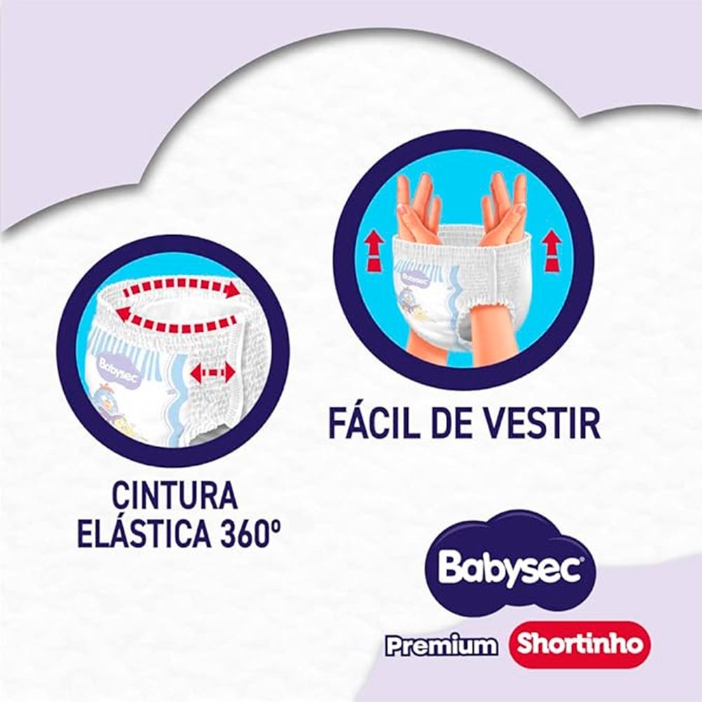 Fralda Descartável Babysec Shortinho Mega Tamanho XXG  - 6 Pacote com 20 Fraldas - Total 120 Tiras