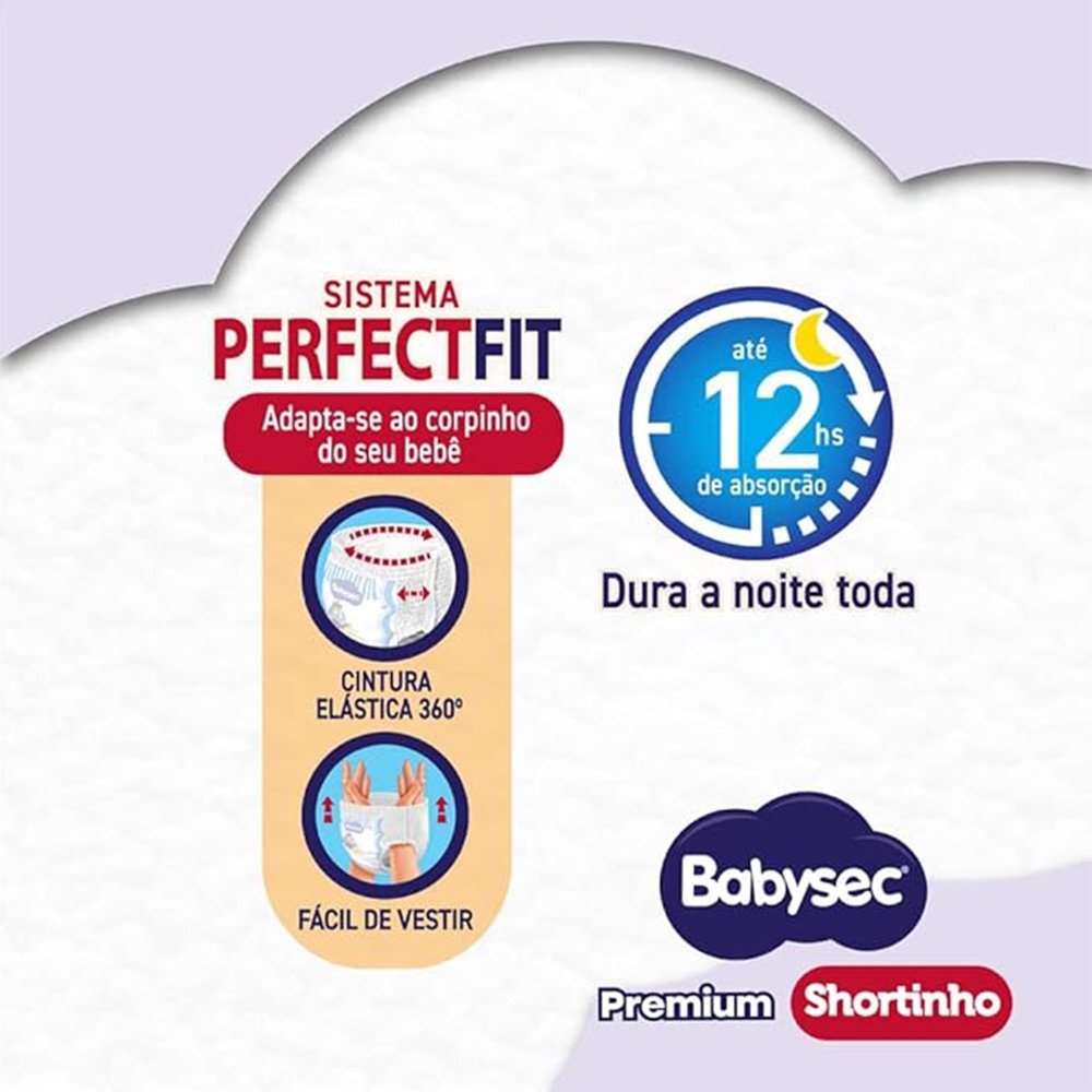 Fralda Descartável Babysec Shortinho Hiper Extra Grande - 2 Pacotes com 42 Fraldas - Total 84 Tiras