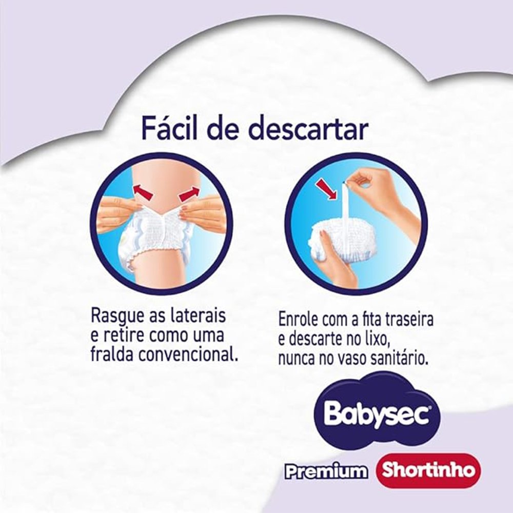 Fralda Descartável Babysec Shortinho Hiper Extra Grande - 2 Pacotes com 42 Fraldas - Total 84 Tiras