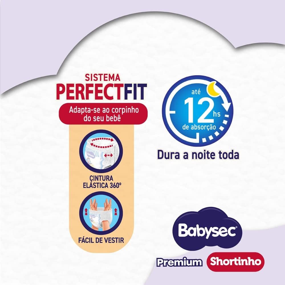 Fralda Descartável Babysec Shortinho Hiper Extra Extra Grande - 2 Pacotes com 42 Fraldas - Total 84 Tiras