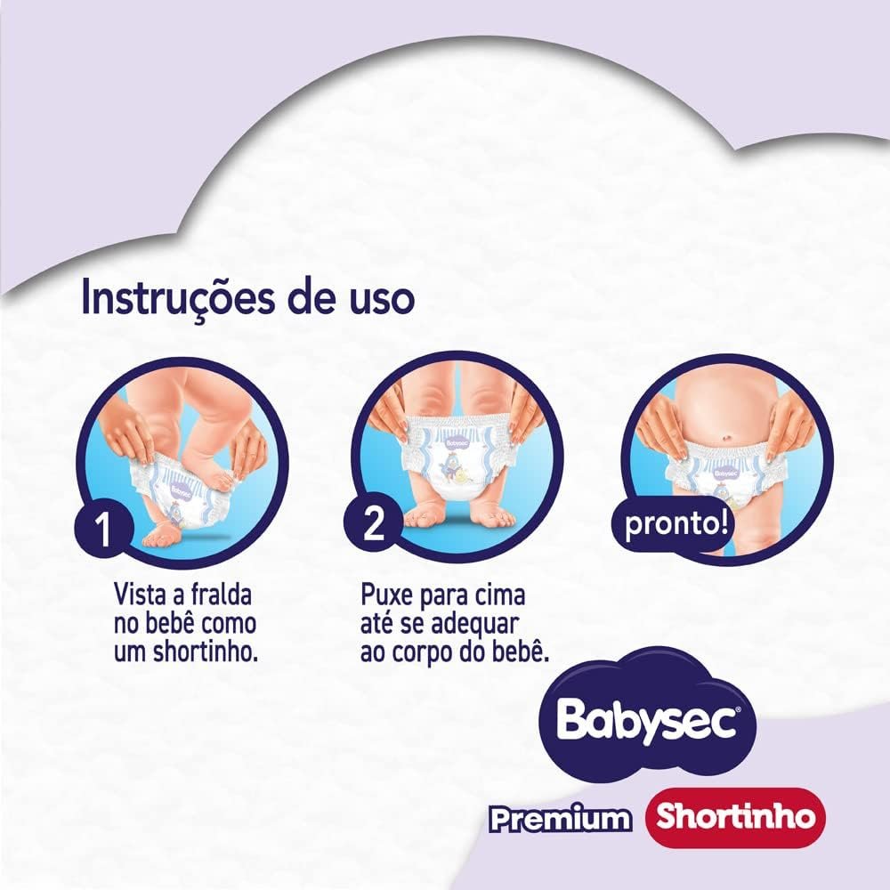 Fralda Descartável Babysec Shortinho Hiper Extra Extra Grande - 2 Pacotes com 42 Fraldas - Total 84 Tiras