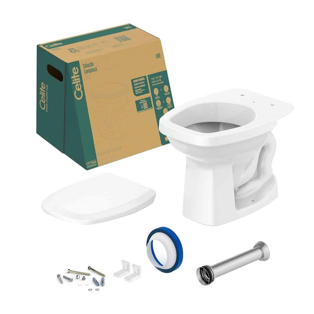 Kit Vaso Sanitário Celite Convencional Like Branco + Acessórios de Fixação Assento PP