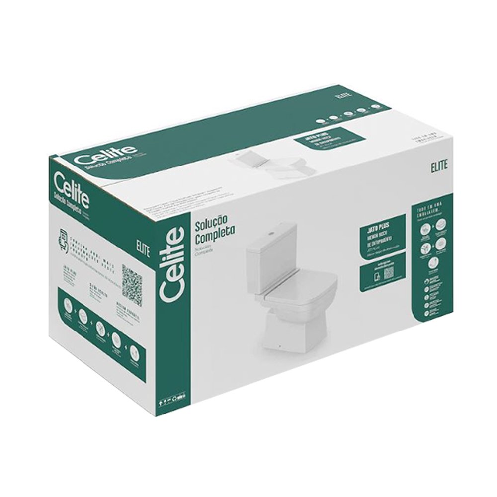 Kit Vaso Sanitário + Caixa Acoplada + Acessórios de Fixação Elite da Celite Branco