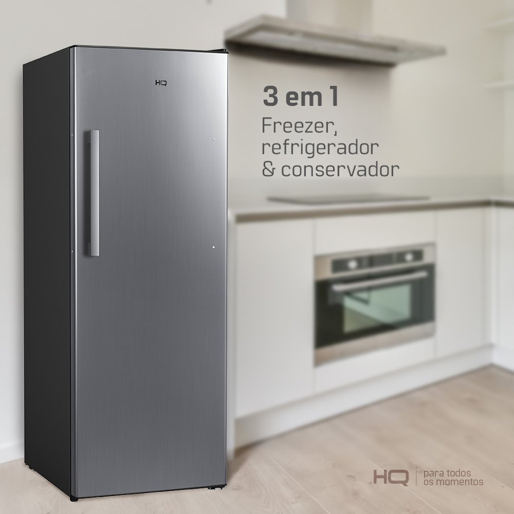 Freezer Refrigerador e Conservador Vertical HQ Frost Free 330 Litros Prata HQ-330FV/RFF 127V