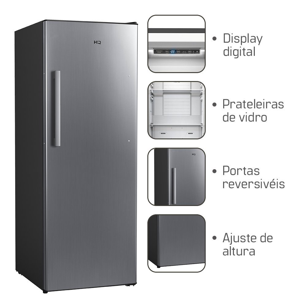 Freezer Refrigerador e Conservador Vertical HQ Frost Free 330 Litros Prata HQ-330FV/RFF 127V