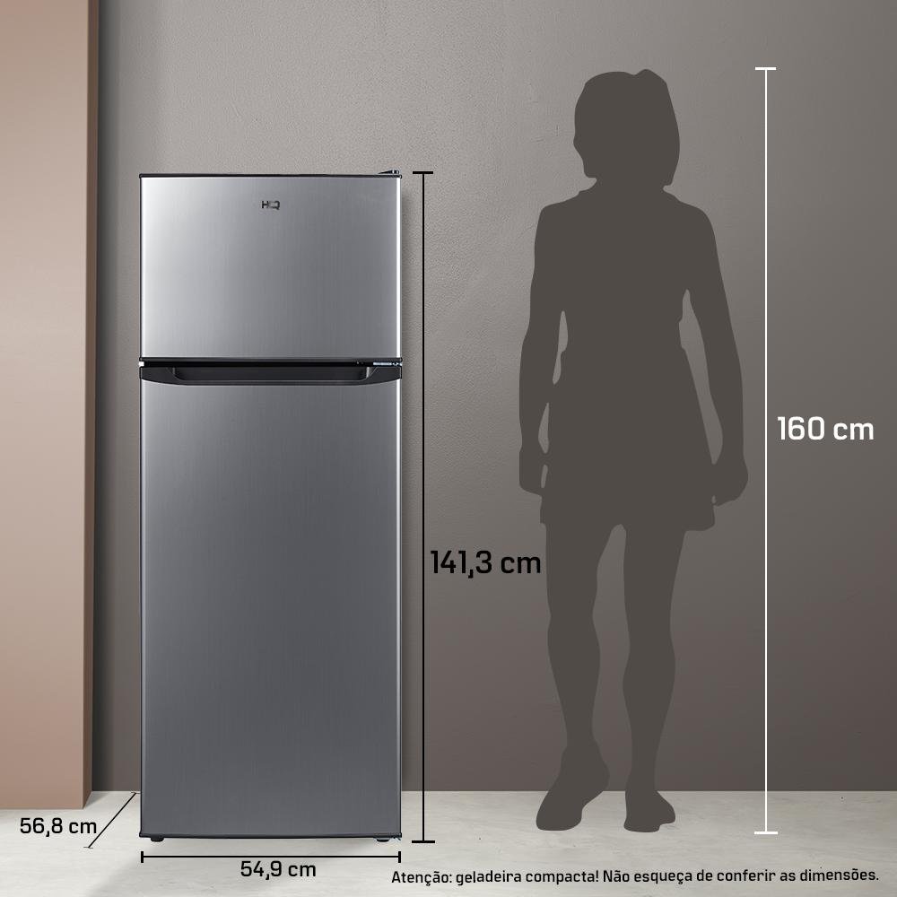 Geladeira Refrigerador HQ Defrost 230 Litros Preto/Inox HQ-230RDF 127V