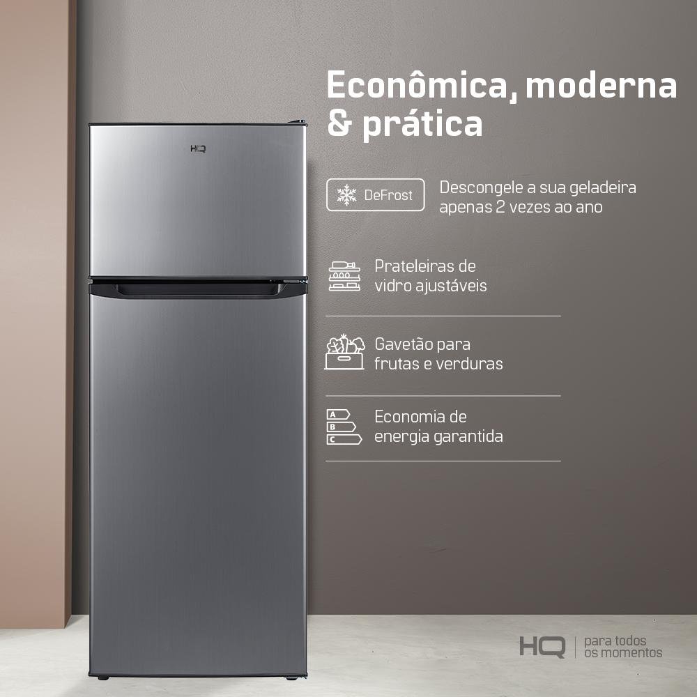 Geladeira Refrigerador HQ Defrost 230 Litros Preto/Inox HQ-230RDF 127V