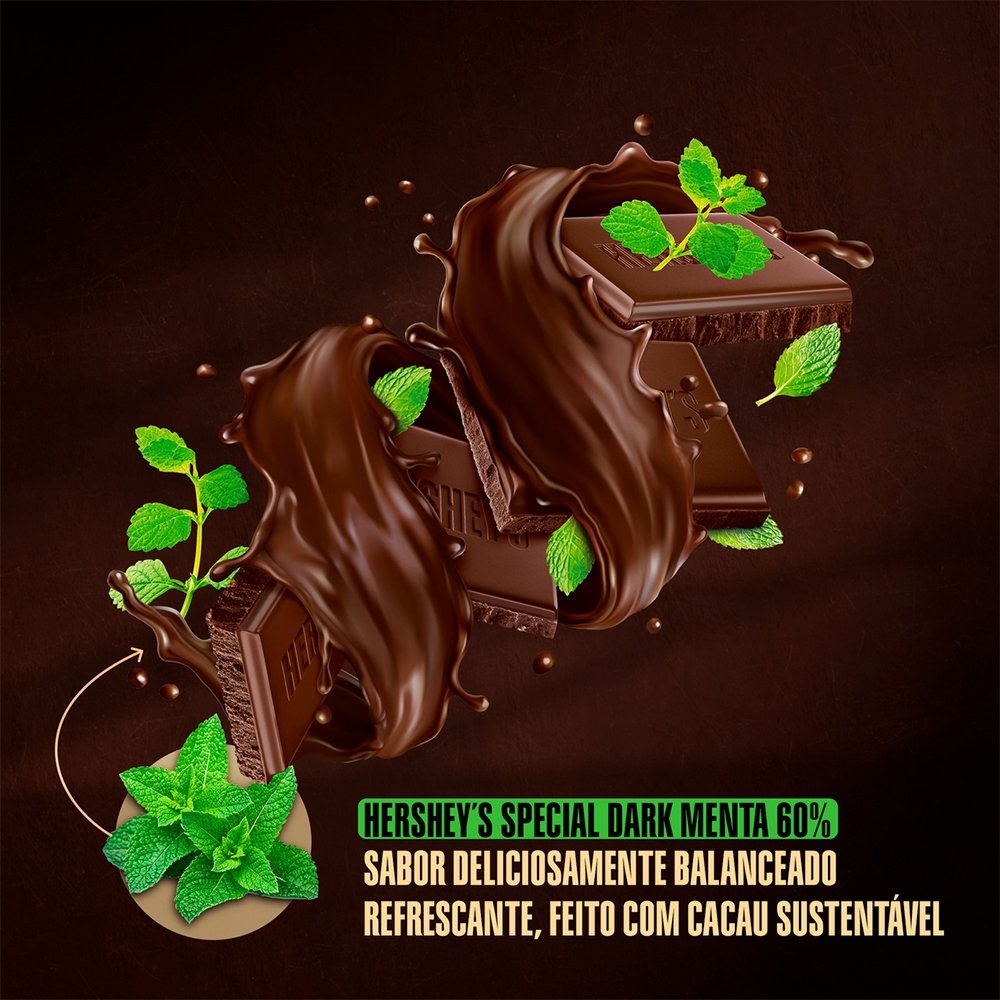 Chocolate Hershey's Special Dark Menta 85g - Embalagem com 17 Unidades