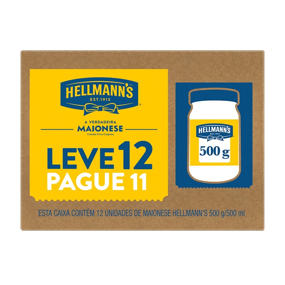 Maionese Hellmann's 500g - Embalagem com 12 Unidades (Leve 12 Pague 11)