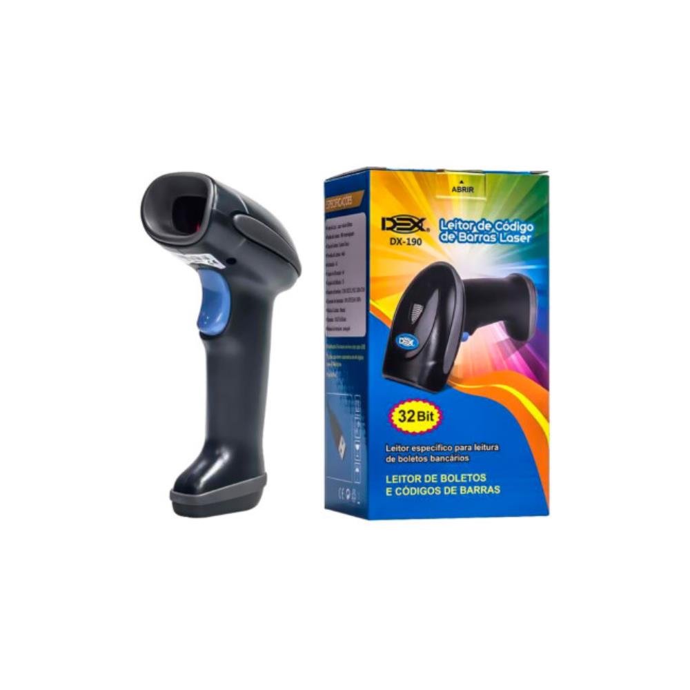 Leitor De Código De Barras E Boletos Dex, Laser, USB - DX-190