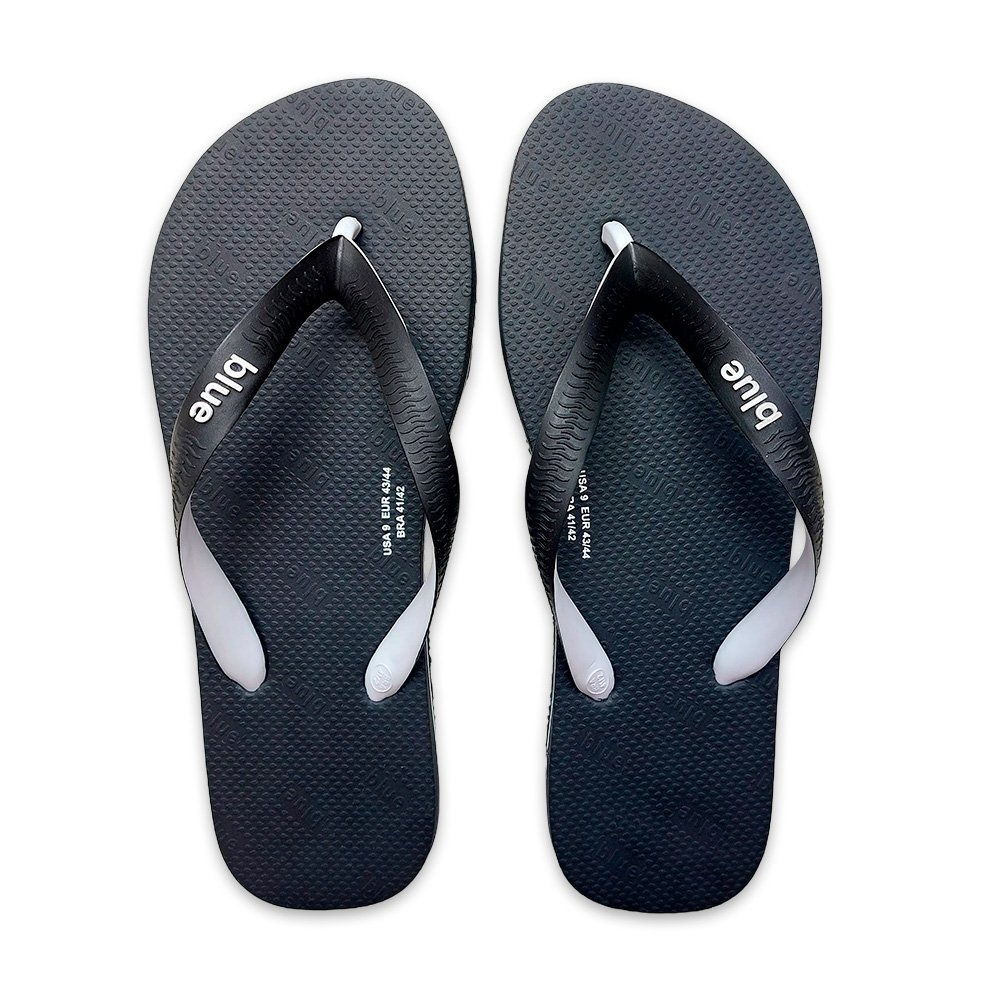 Chinelo Blue Masculino Two-Color Preto Filete Branco 43/4