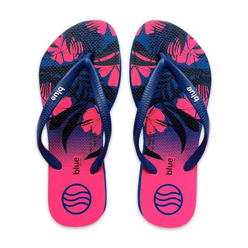 Chinelo Blue Feminino Floral Azul Marinho 37/8