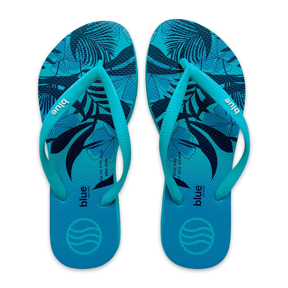 Chinelo Blue Feminino Floral Azul Piscina 39/0