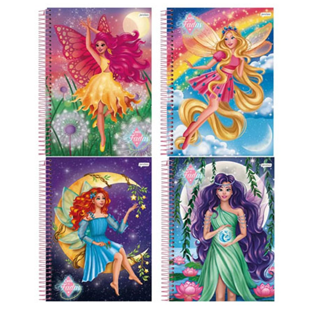 Caderno Espiral Universitário Capa Dura 12 Materia 192 Folhas Conto De Fadas Sortido