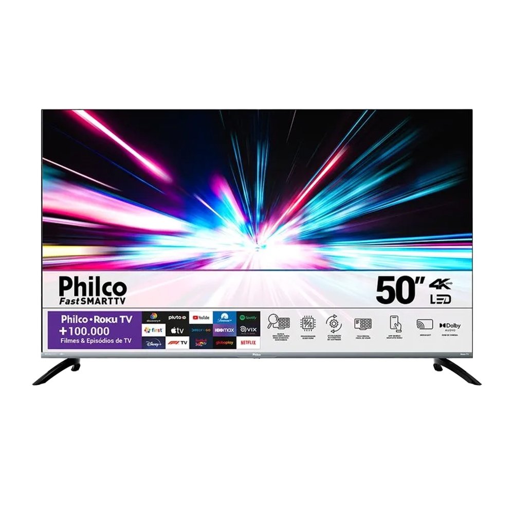 Smart TV LCD LED 50" Philco PTV50VA4REGB - 4K UHD, Com Wi-Fi, Com 4 HDMI, 2 USB