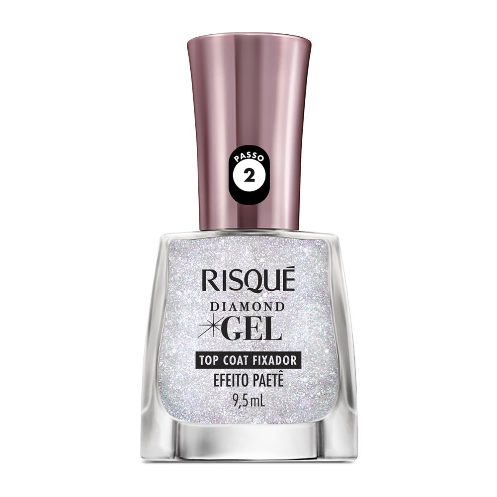 Esmalte Risqué Diamond Gel Top Coat Fixador Efeito Paetê Avulso 9,5ml