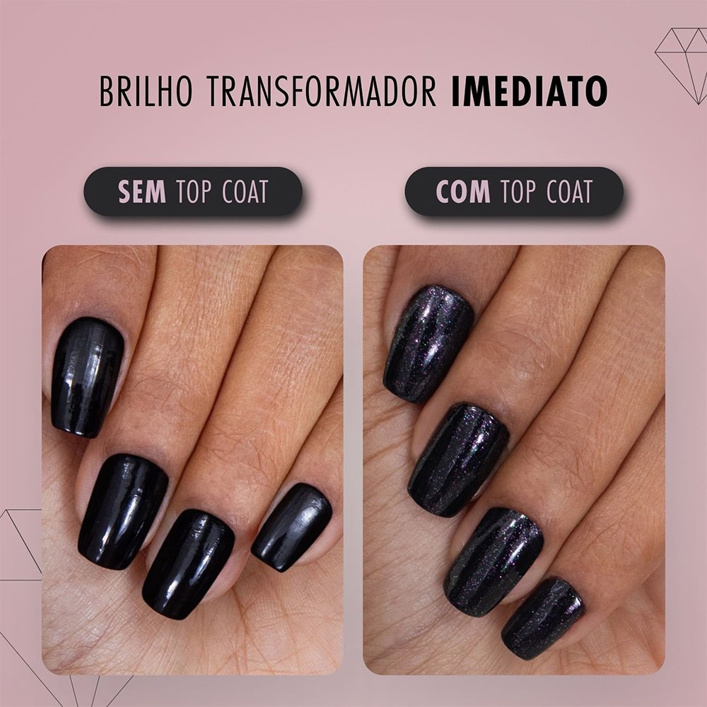 Esmalte Risqué Diamond Gel Top Coat Fixador Efeito Paetê Avulso 9,5ml