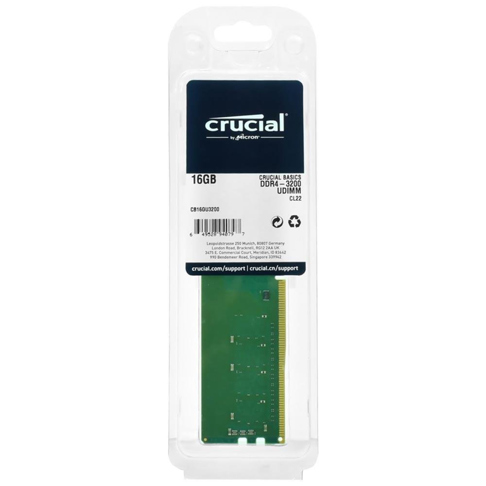 Memória Ram Crucial Cb16gu3200,Udimm, Ddr4, 16Gb, 3200Mhz