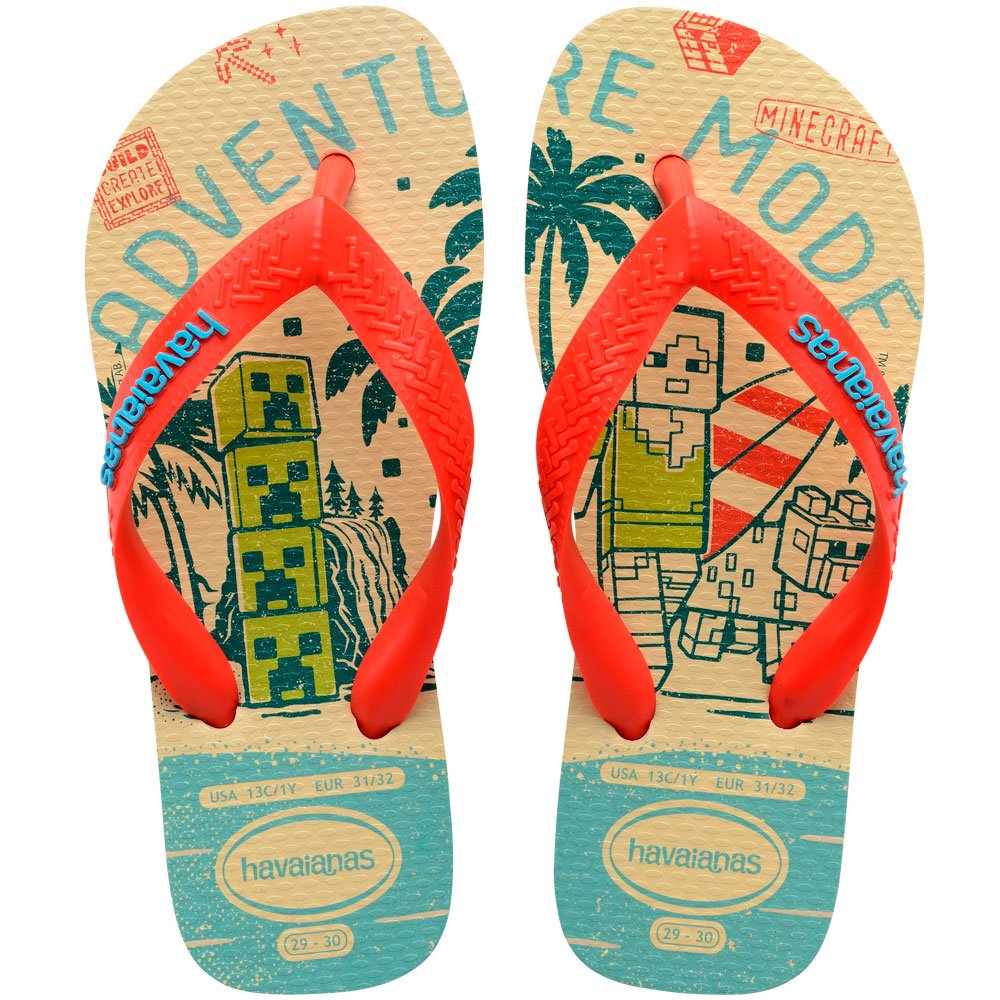 Havaianas Kids Minecraft 9897 Bege Palha Laranja 37-44 com 12 Pares