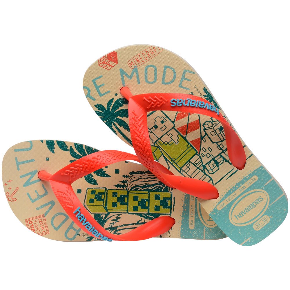Havaianas Kids Minecraft 9897 Bege Palha Laranja 37-44 com 12 Pares