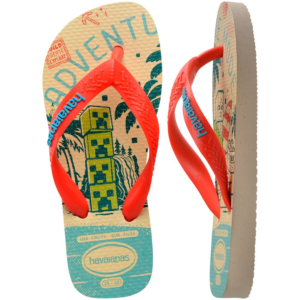 Havaianas Kids Minecraft 9897 Bege Palha Laranja 37-44 com 12 Pares