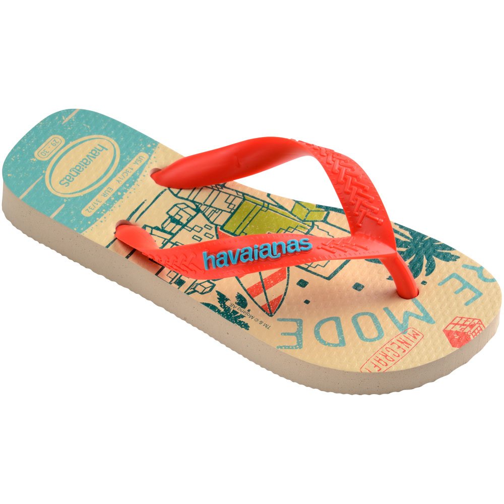 Havaianas Kids Minecraft 9897 Bege Palha Laranja 37-44 com 12 Pares
