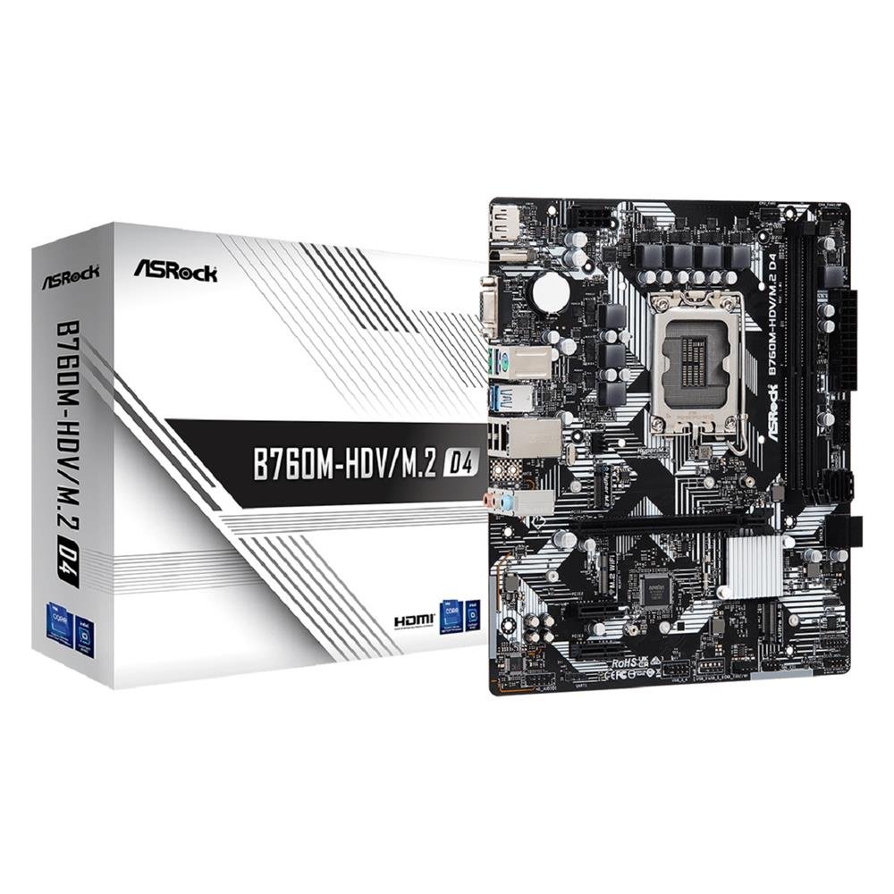 Placa Mãe ASRock B760M-HDV/M.2 D4, Chipset B760, Intel LGA 1700, mATX, DDR4 - B760M-HDV/M.2 D4